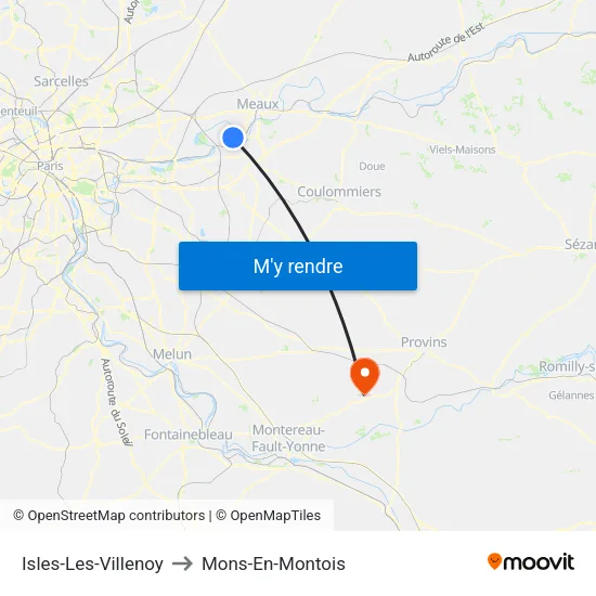 Isles-Les-Villenoy to Mons-En-Montois map