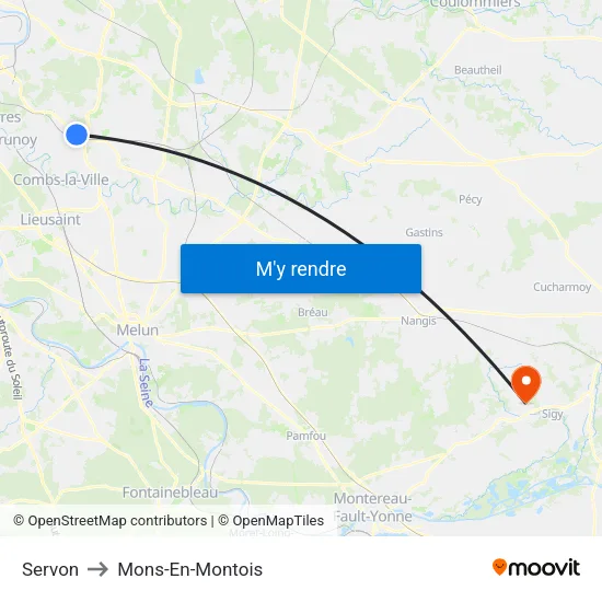 Servon to Mons-En-Montois map