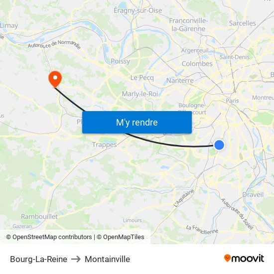 Bourg-La-Reine to Montainville map