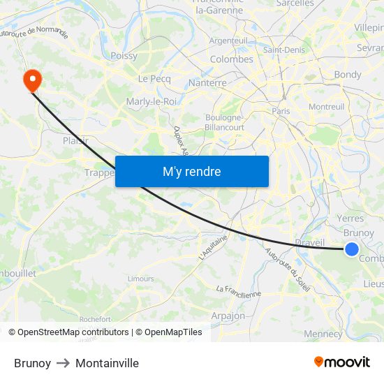 Brunoy to Montainville map