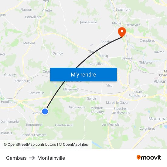 Gambais to Montainville map