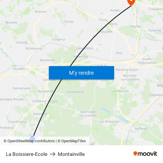 La Boissiere-Ecole to Montainville map