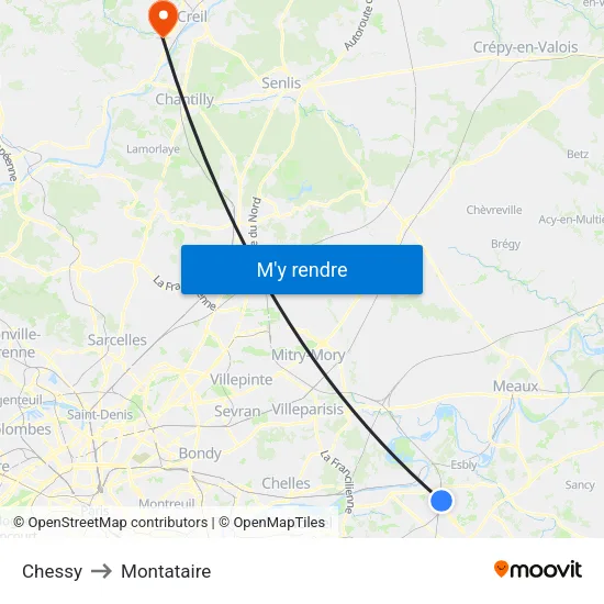 Chessy to Montataire map