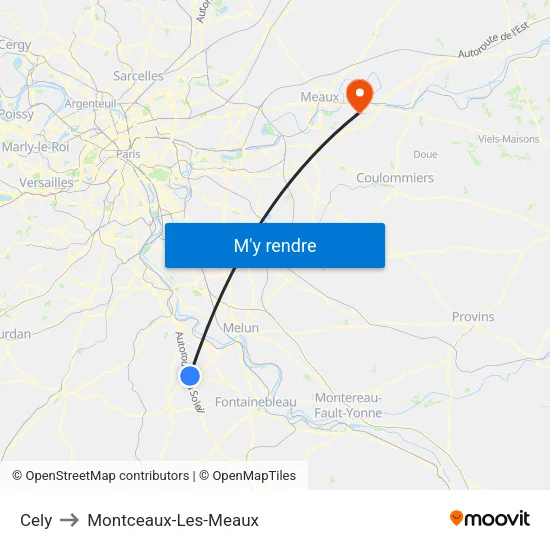 Cely to Montceaux-Les-Meaux map
