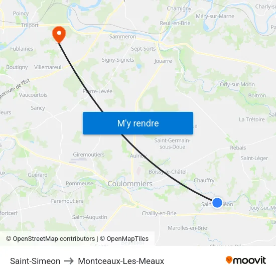 Saint-Simeon to Montceaux-Les-Meaux map