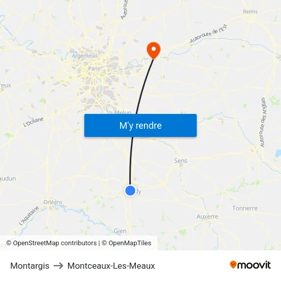 Montargis to Montceaux-Les-Meaux map