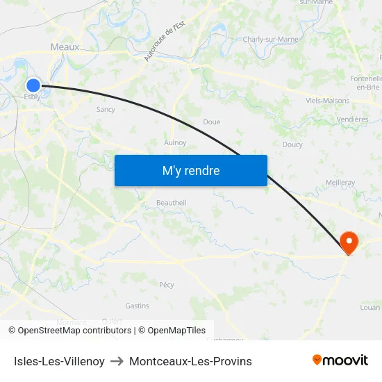 Isles-Les-Villenoy to Montceaux-Les-Provins map