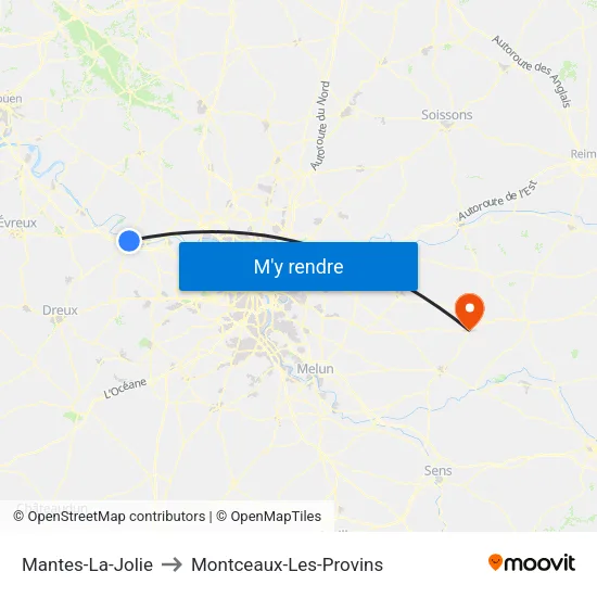 Mantes-La-Jolie to Montceaux-Les-Provins map