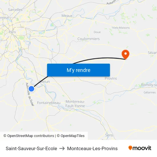 Saint-Sauveur-Sur-Ecole to Montceaux-Les-Provins map