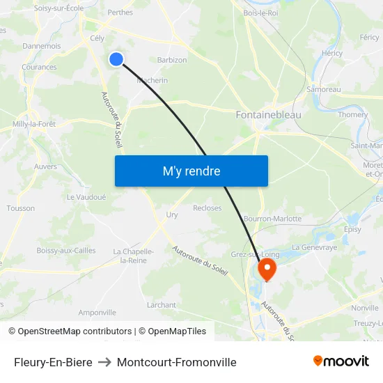 Fleury-En-Biere to Montcourt-Fromonville map