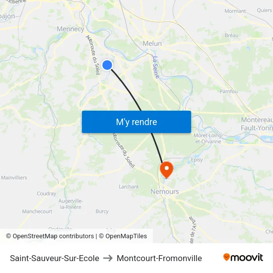 Saint-Sauveur-Sur-Ecole to Montcourt-Fromonville map