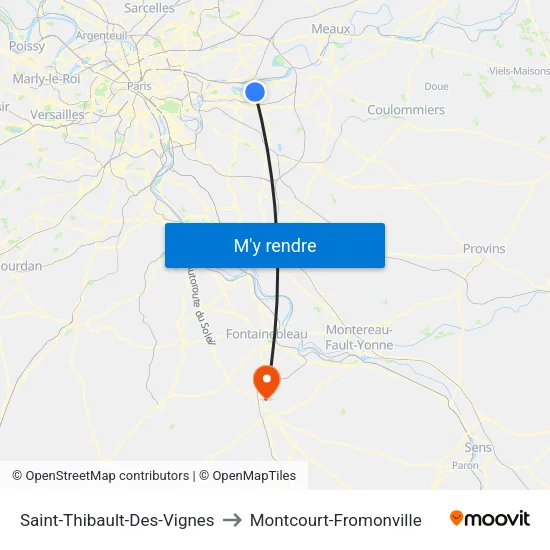Saint-Thibault-Des-Vignes to Montcourt-Fromonville map
