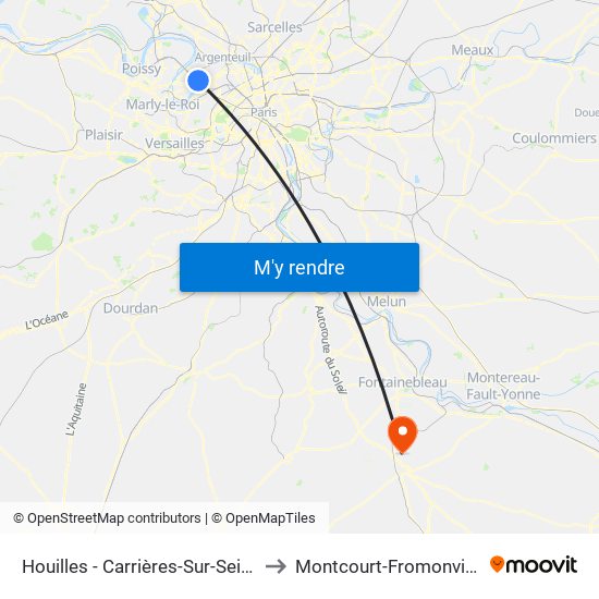 Houilles - Carrières-Sur-Seine to Montcourt-Fromonville map