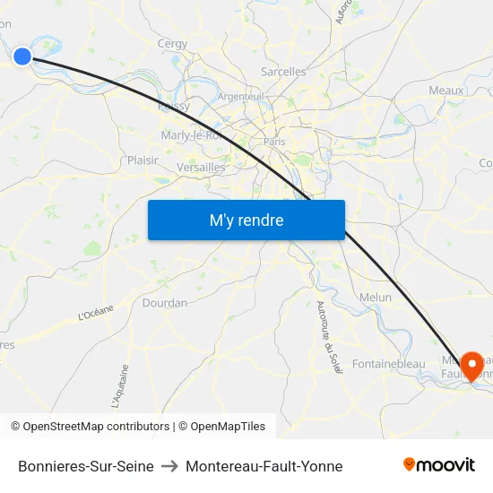 Bonnieres-Sur-Seine to Montereau-Fault-Yonne map