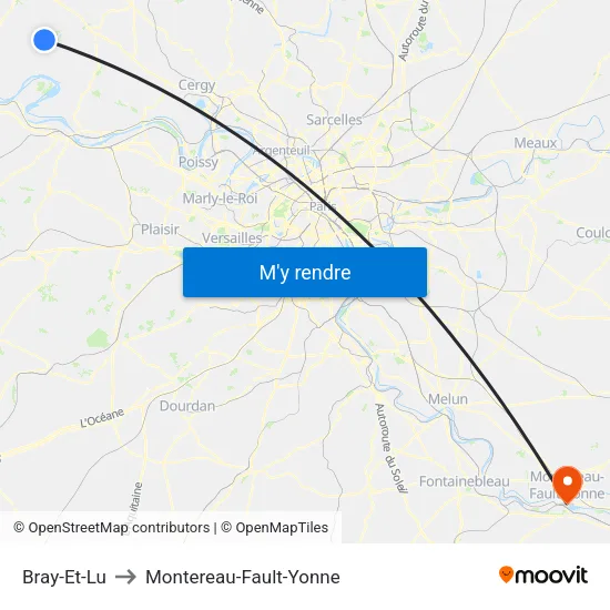 Bray-Et-Lu to Montereau-Fault-Yonne map