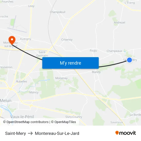 Saint-Mery to Montereau-Sur-Le-Jard map