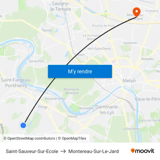 Saint-Sauveur-Sur-Ecole to Montereau-Sur-Le-Jard map