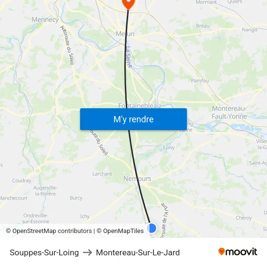Souppes-Sur-Loing to Montereau-Sur-Le-Jard map