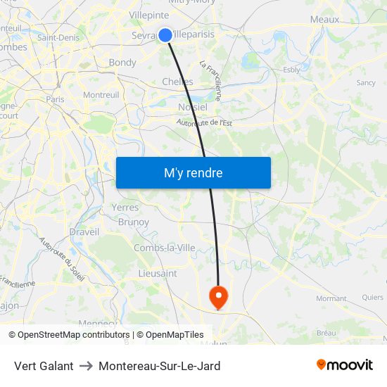 Vert Galant to Montereau-Sur-Le-Jard map