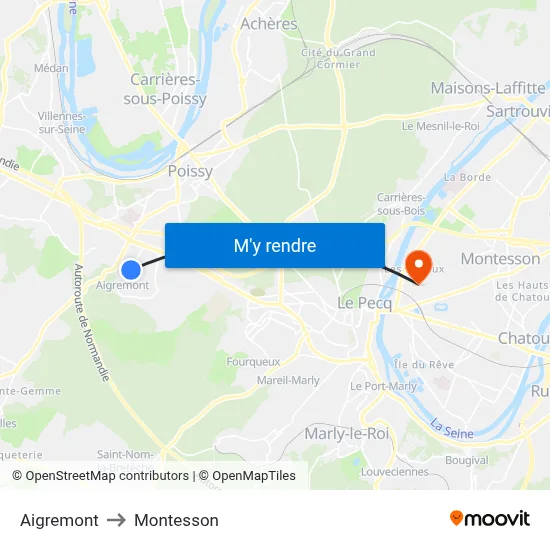 Aigremont to Montesson map