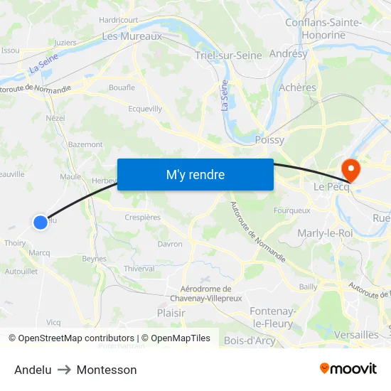 Andelu to Montesson map
