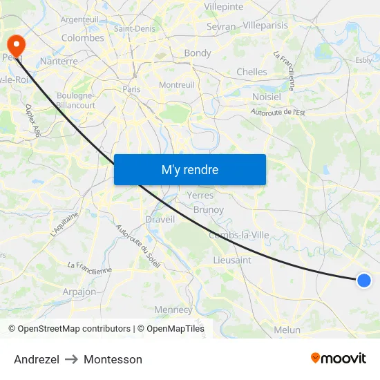 Andrezel to Montesson map
