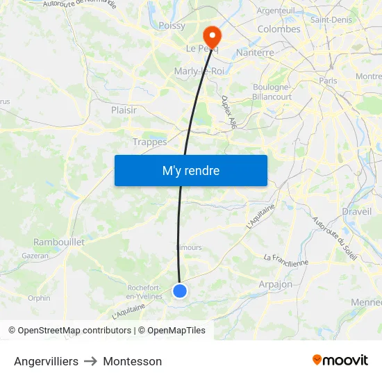 Angervilliers to Montesson map