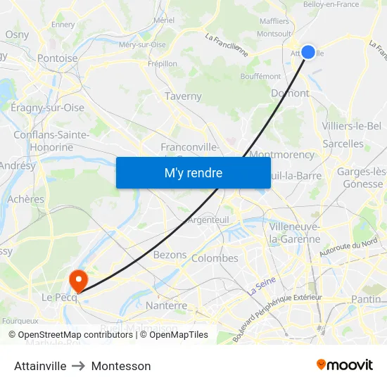 Attainville to Montesson map