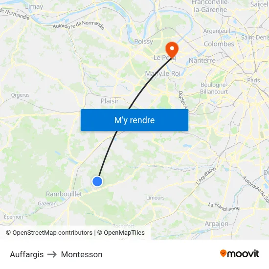 Auffargis to Montesson map