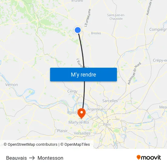 Beauvais to Montesson map