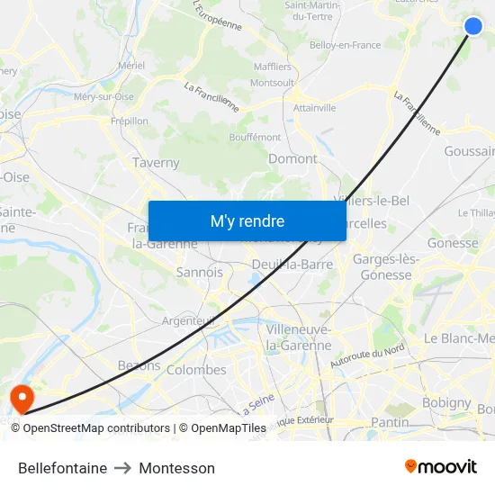 Bellefontaine to Montesson map
