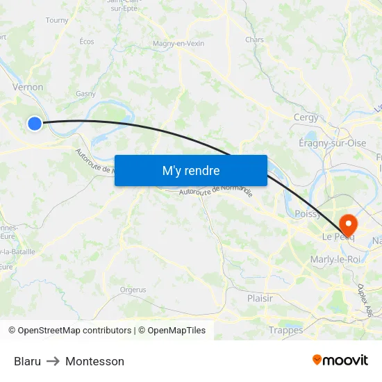Blaru to Montesson map