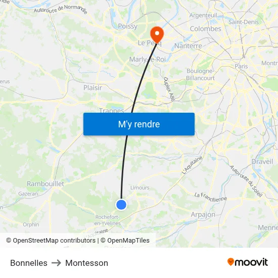 Bonnelles to Montesson map