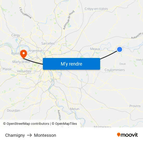 Chamigny to Montesson map