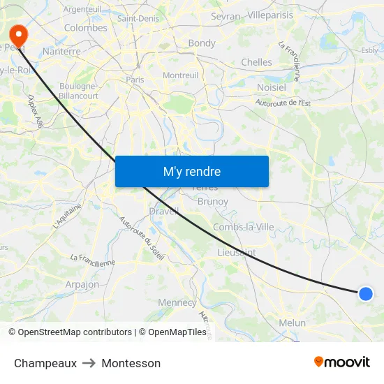 Champeaux to Montesson map