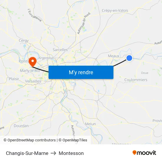 Changis-Sur-Marne to Montesson map