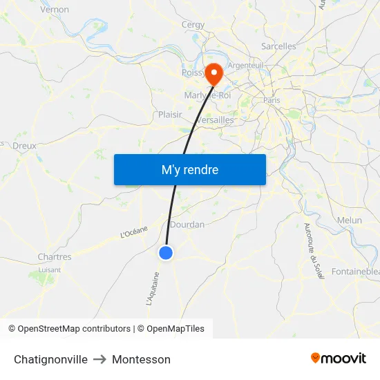 Chatignonville to Montesson map