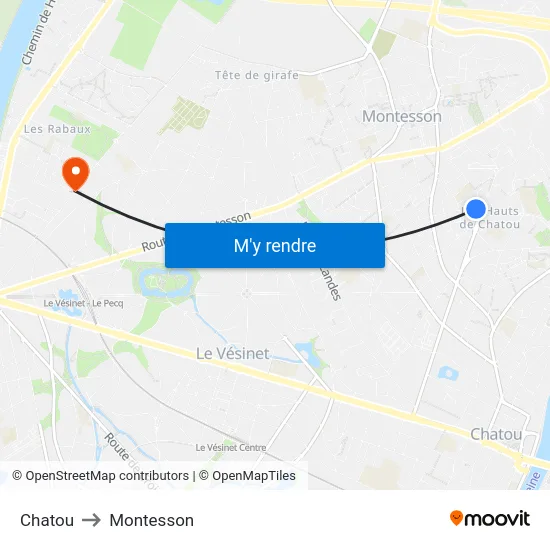 Chatou to Montesson map