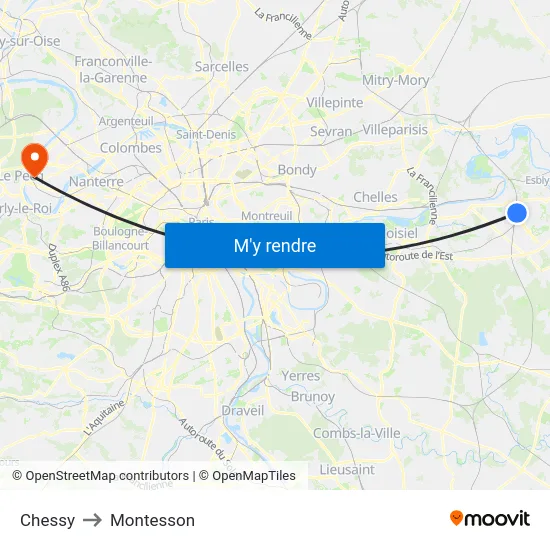 Chessy to Montesson map