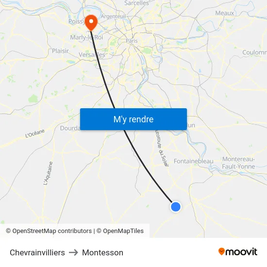 Chevrainvilliers to Montesson map