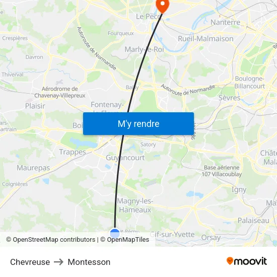 Chevreuse to Montesson map