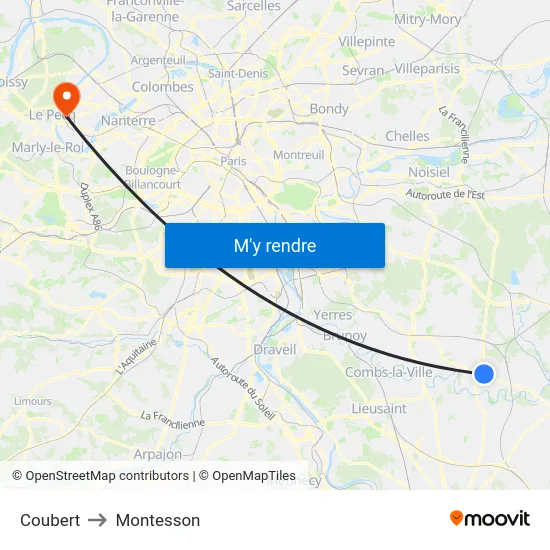 Coubert to Montesson map