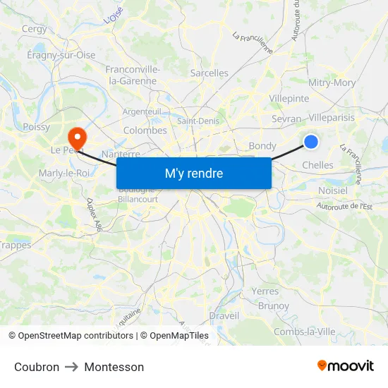 Coubron to Montesson map