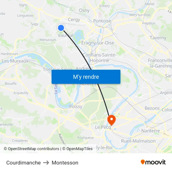 Courdimanche to Montesson map