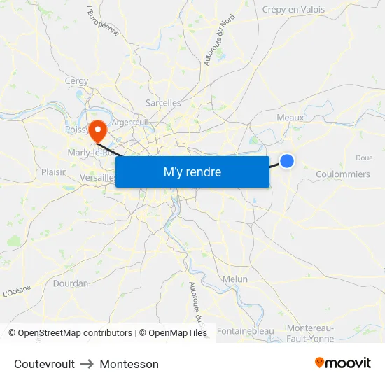 Coutevroult to Montesson map
