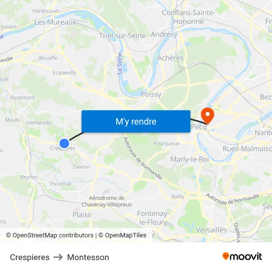 Crespieres to Montesson map