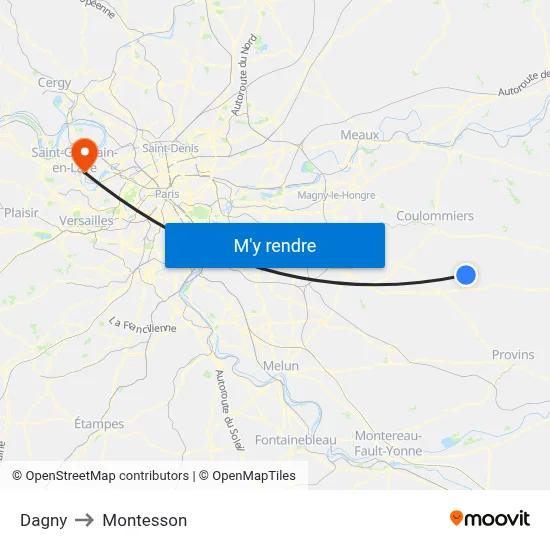 Dagny to Montesson map