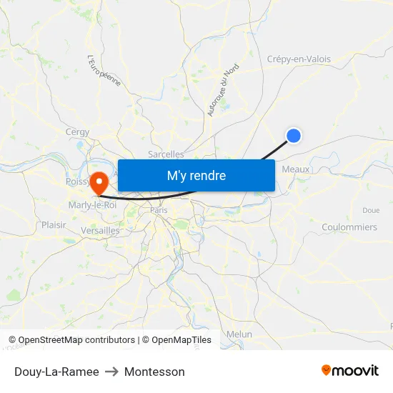 Douy-La-Ramee to Montesson map