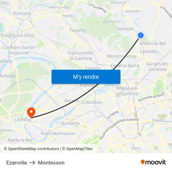 Ezanville to Montesson map