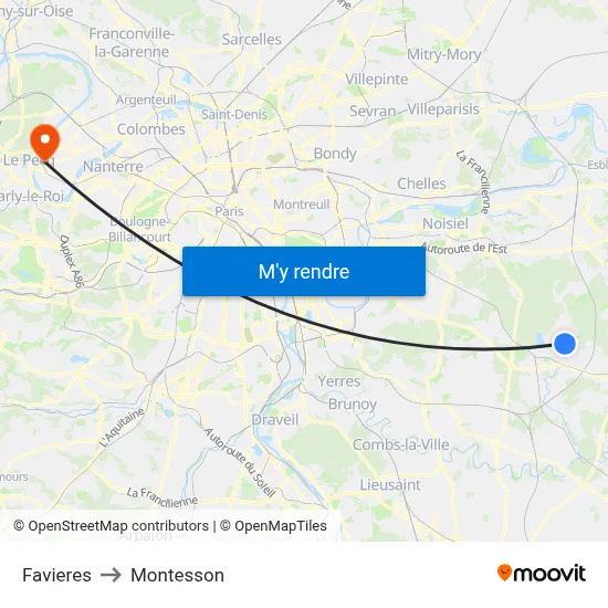 Favieres to Montesson map